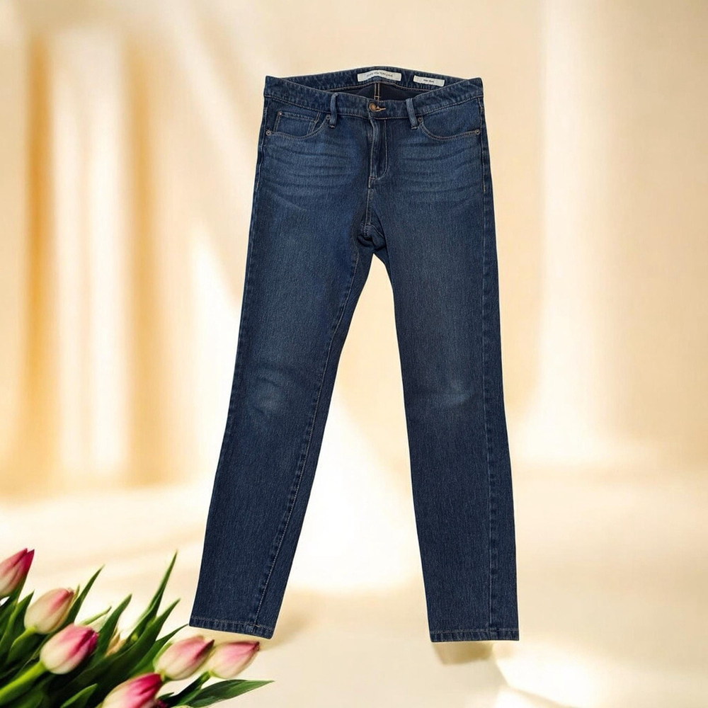 Jones New York Jeans Knit Jean Soft Denim Womens 8 Blue Distressed Straight Leg